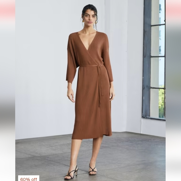Everlane ribbed wrapped midi dress - size s - Picture 1 of 4